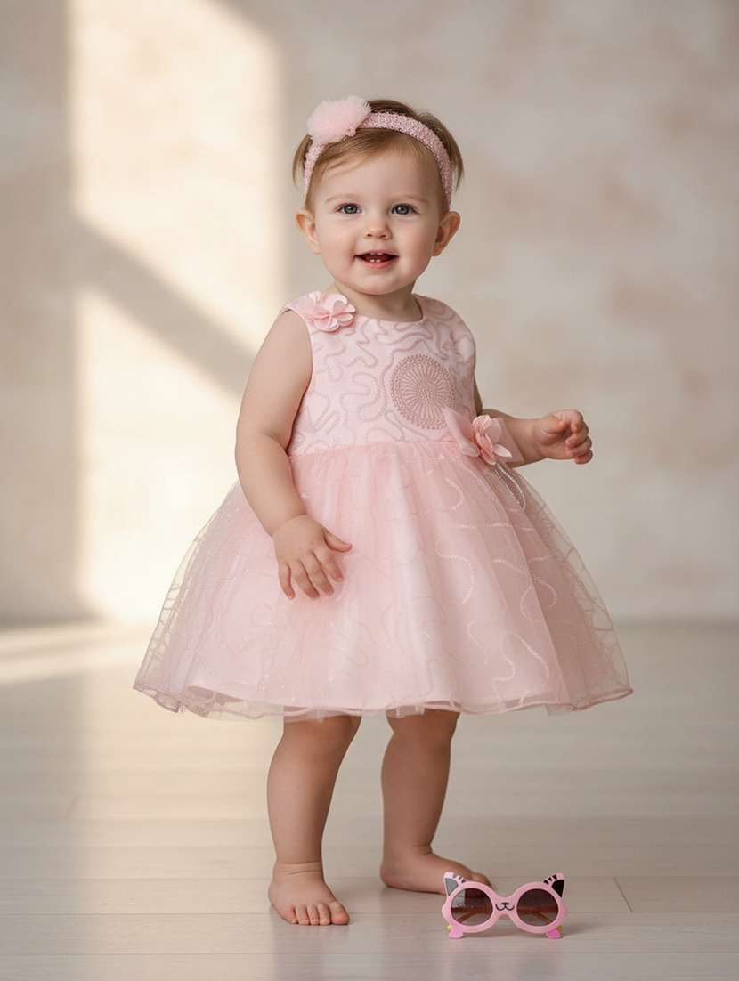 peach cotton infant frock