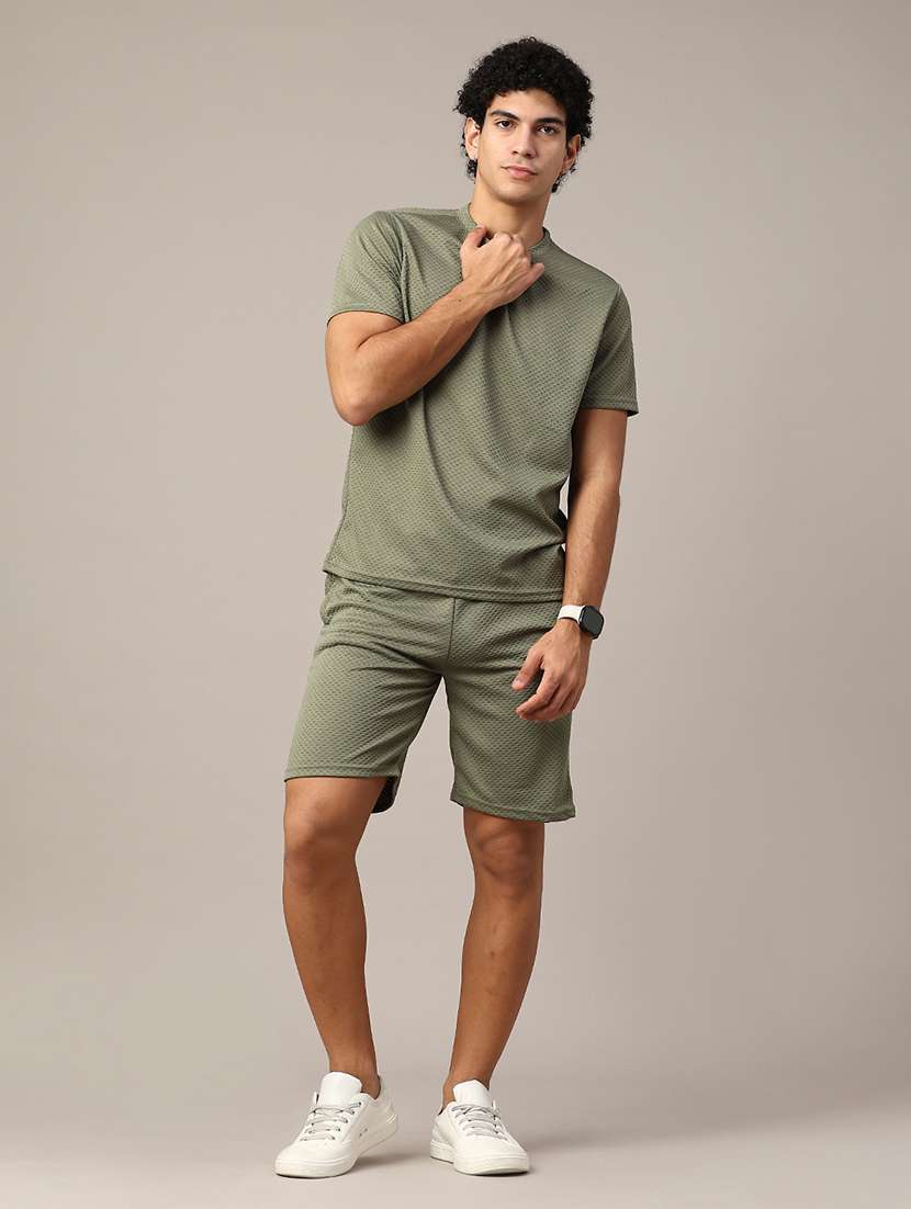 olive cotton plain coord set