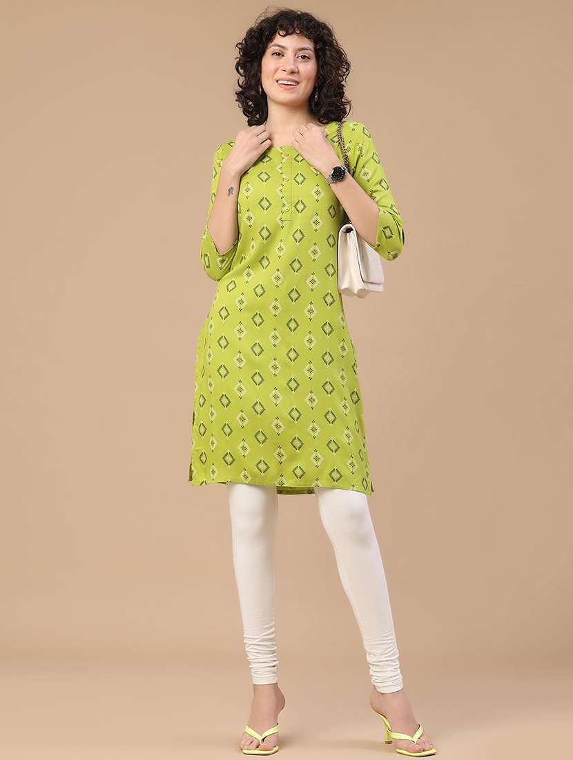 women printed three quarter sleeves straight kurti - 22345210 -  Standard Image - 5