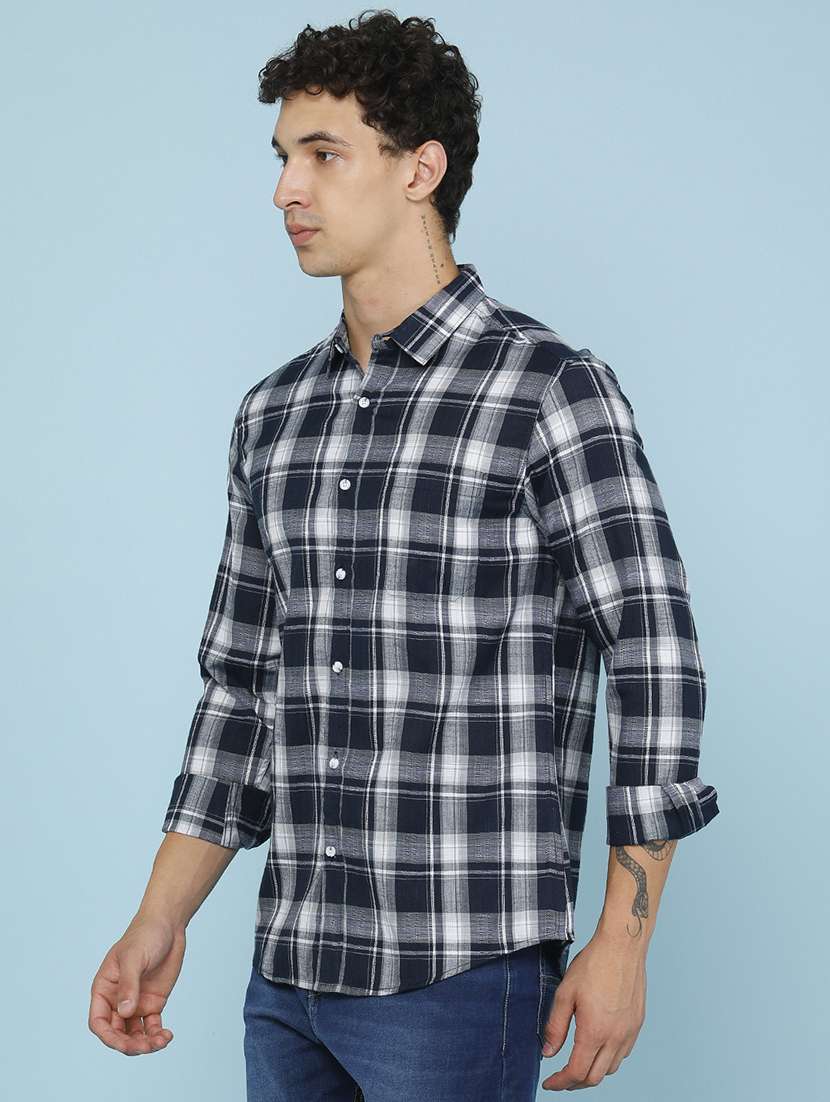 Men Checkered Long Sleeve Slim Fit Casual Shirt - 22345499 -  Standard Image - 3