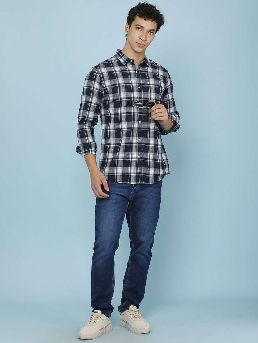 Men Checkered Long Sleeve Slim Fit Casual Shirt - 22345499 -  Standard Image - 5