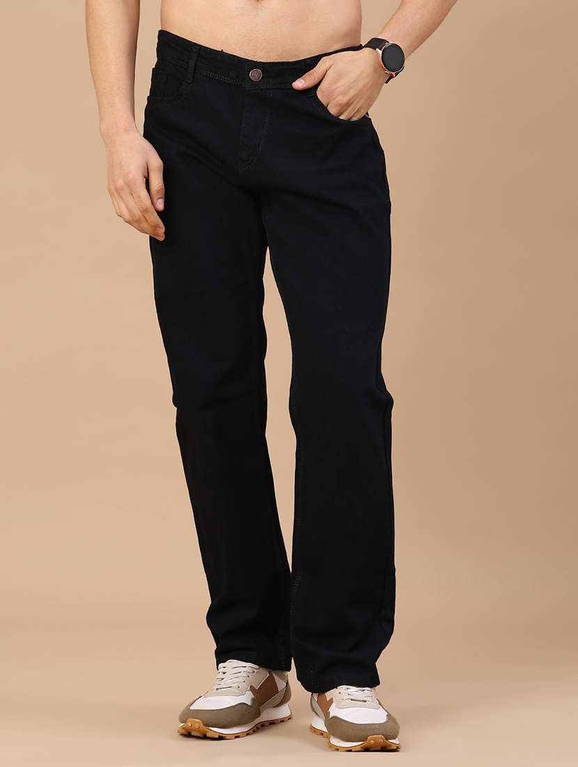 men plain mid rise full length relaxed fit jeans