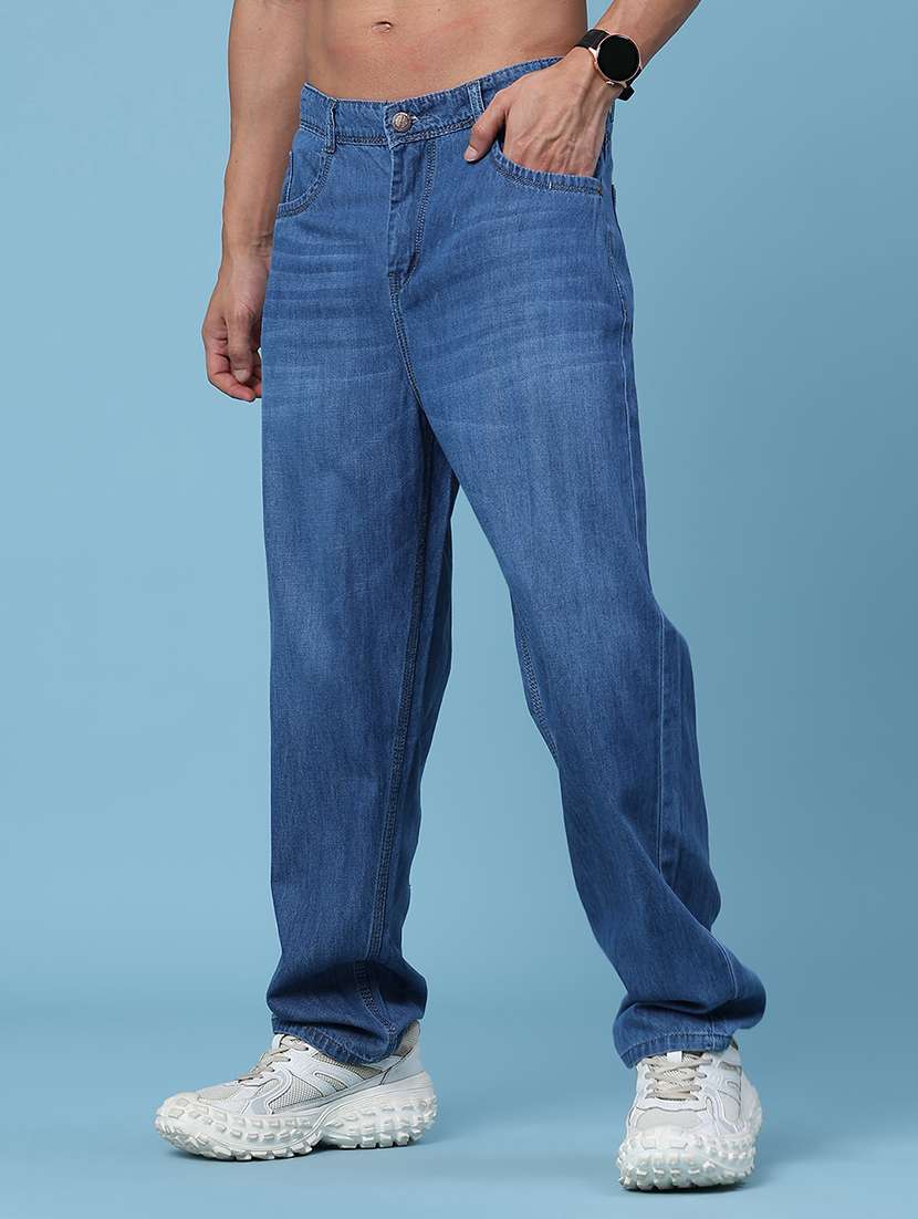men washed mid rise full length baggy jeans - 22345614 -  Standard Image - 3