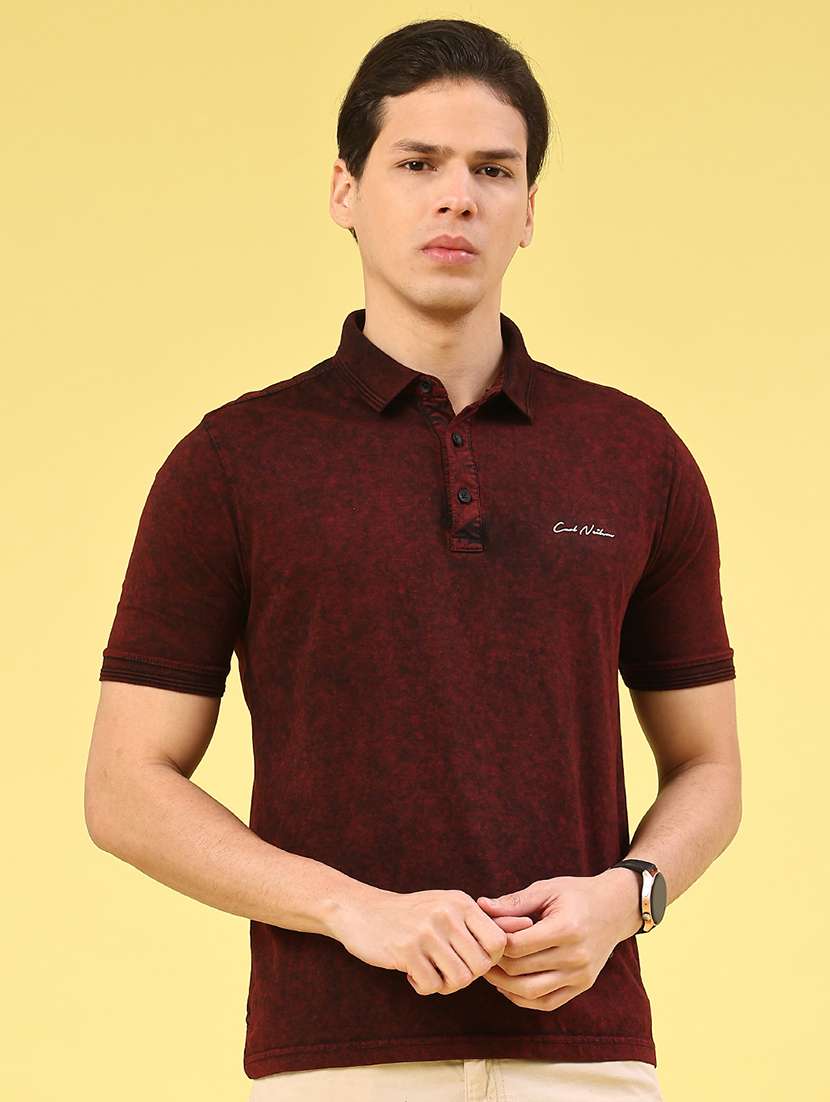 men printed short sleeve regular fit polo t-shirt