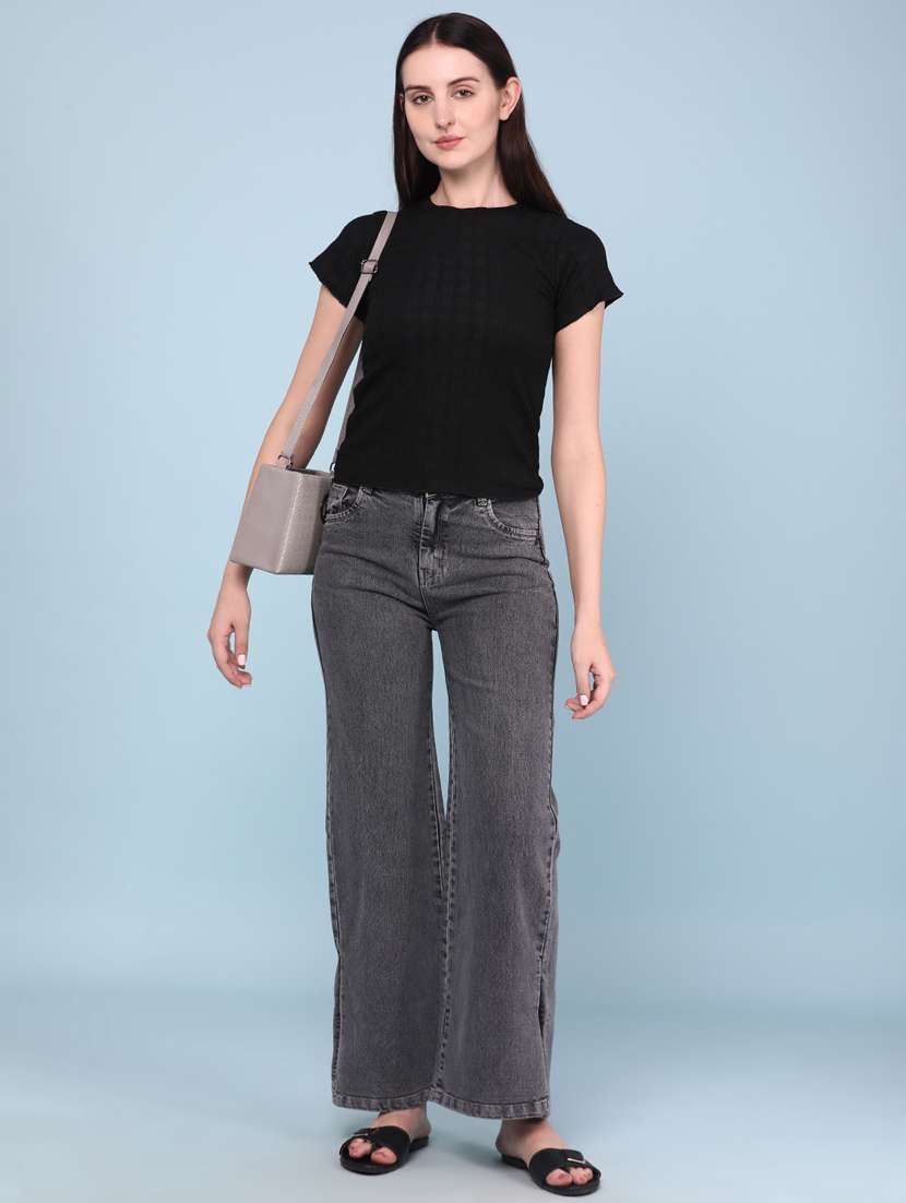 women washed mid rise wide leg jeans - 22345667 -  Standard Image - 5