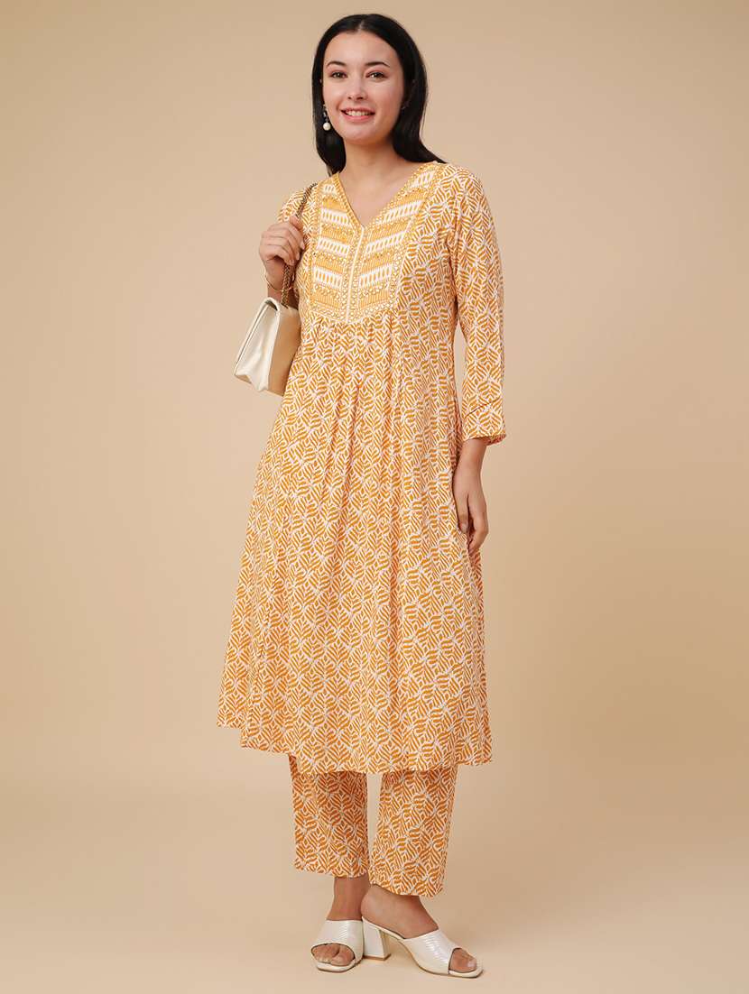 yellow rayon coord set