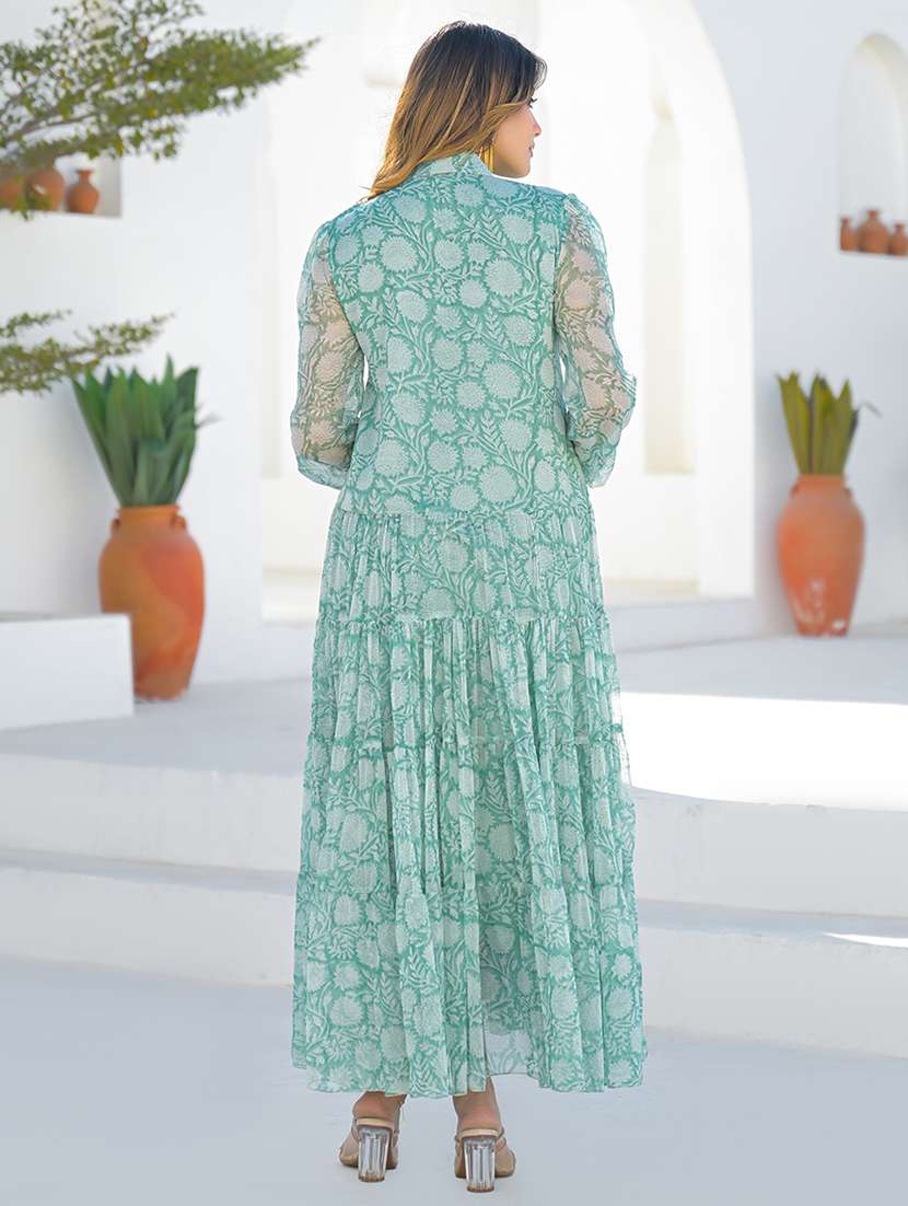 women printed puff sleeve tiered dress - 22345757 -  Standard Image - 3