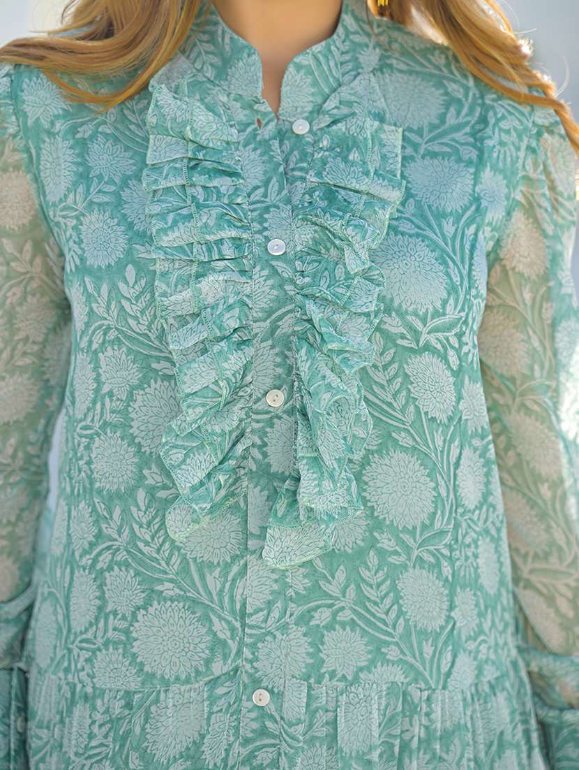 women printed puff sleeve tiered dress - 22345757 -  Standard Image - 5