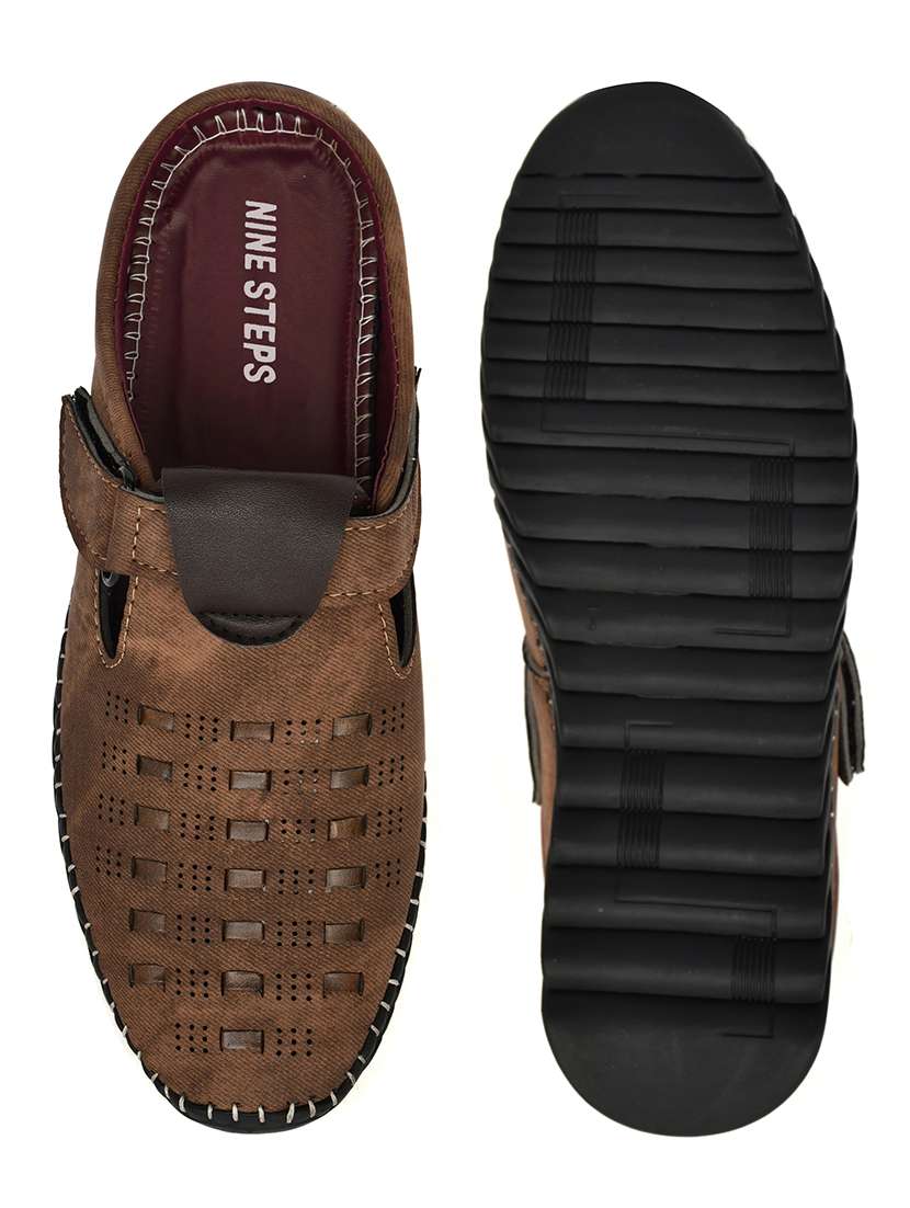 men brown slip on sandal - 22345760 -  Standard Image - 3