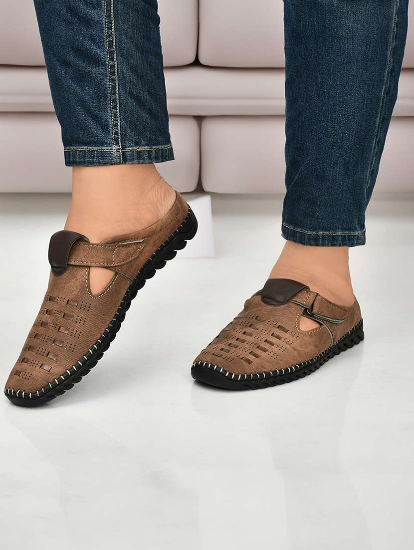 men brown slip on sandal - 22345760 -  Standard Image - 5