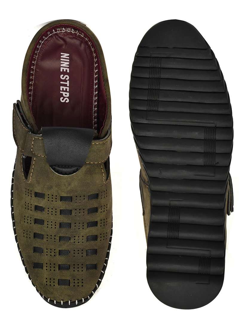 men olive slip on sandal - 22345761 -  Standard Image - 3