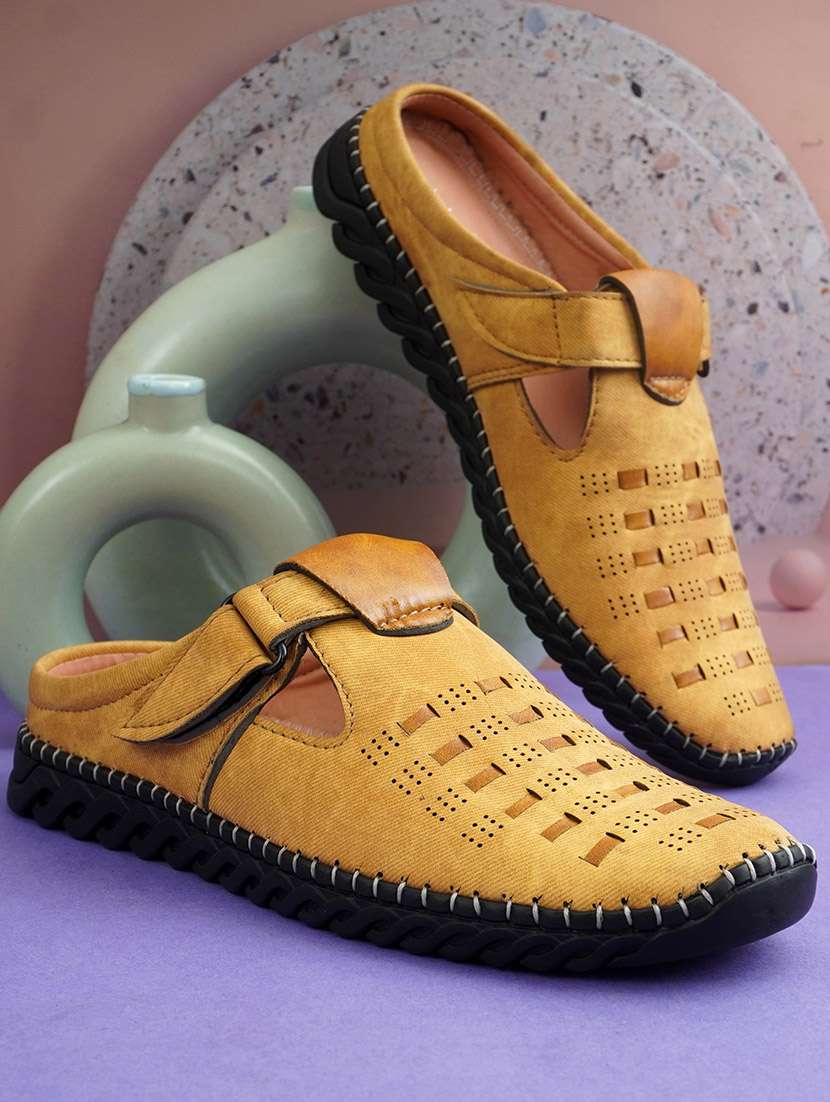 men tan slip on sandal