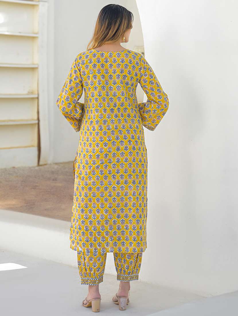 women printed three quarter sleeve kurta salwar with dupatta set - 22345792 -  Standard Image - 3