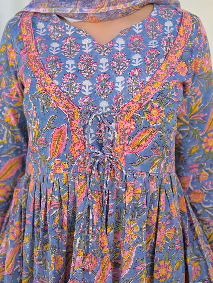 women printed three quarter sleeve kurta pant with dupatta set - 22345794 -  Standard Image - 5