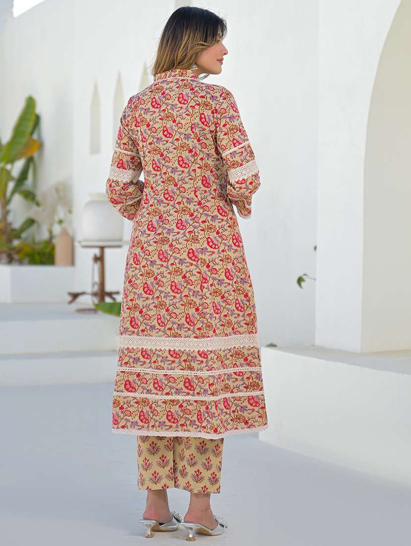 women printed three quarter sleeve kurta pant with dupatta set - 22345795 -  Standard Image - 3
