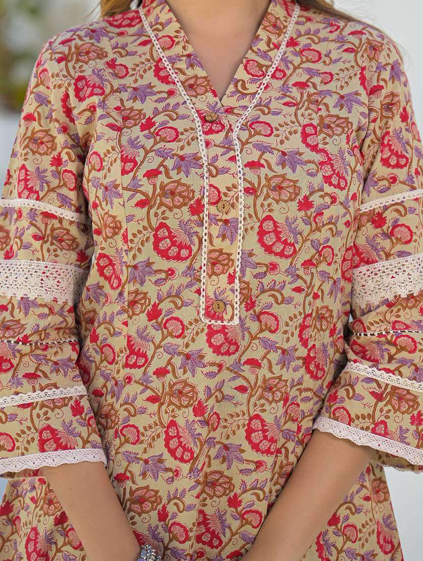 women printed three quarter sleeve kurta pant with dupatta set - 22345795 -  Standard Image - 5
