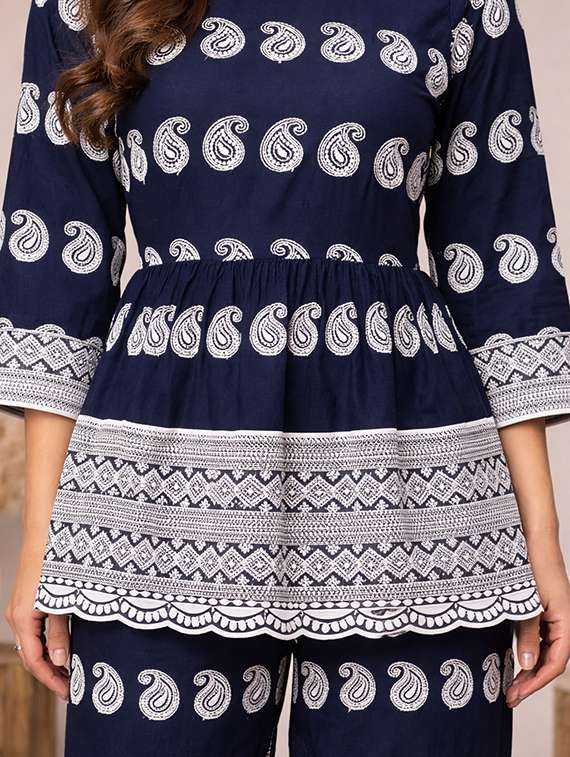 women embroidered top and trouser co-ord set - 22345812 -  Standard Image - 3