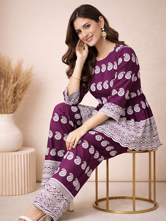 women embroidered top and trouser co-ord set