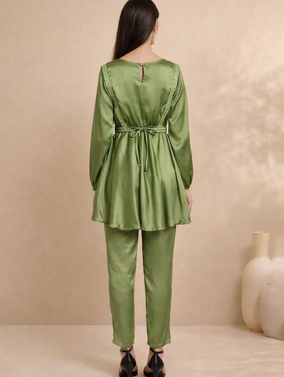 women solid top and trouser co-ord set - 22345815 -  Standard Image - 3