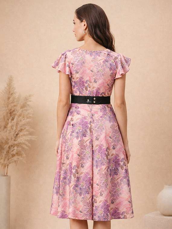 women floral print flared sleeve a-line dress - 22345929 -  Standard Image - 3