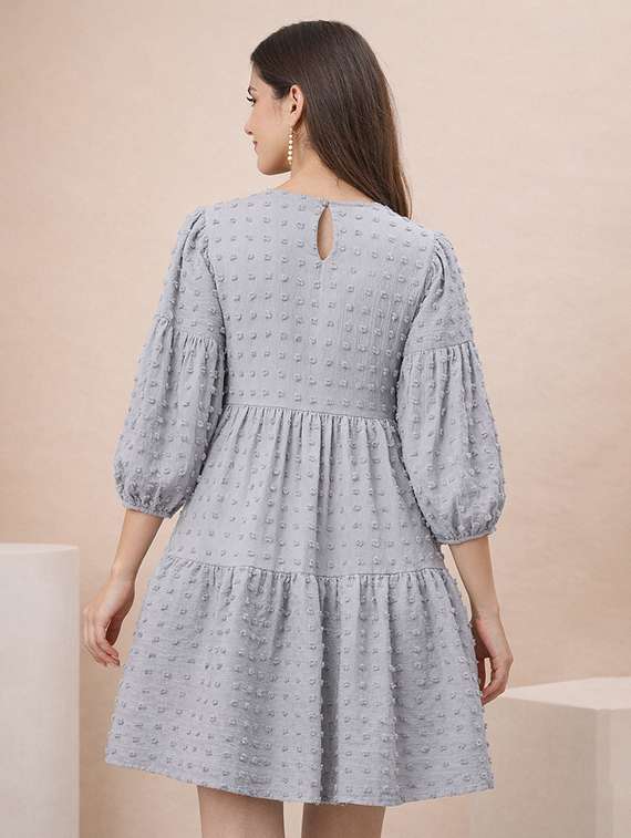 women self designed puff sleeve tiered dress - 22345932 -  Standard Image - 3