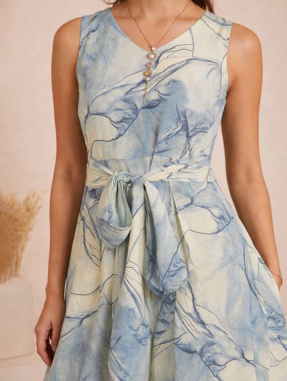 women printed sleeveless fit & flared dress - 22345934 -  Standard Image - 5