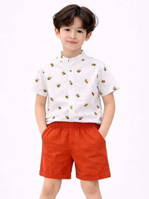 boys printed shirt and shorts set