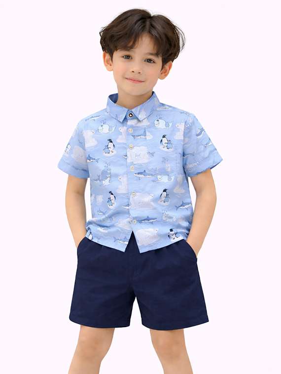 boys printed shirt and shorts set