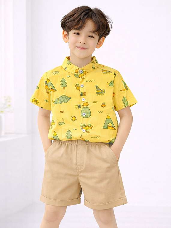 boys printed shirt and shorts set