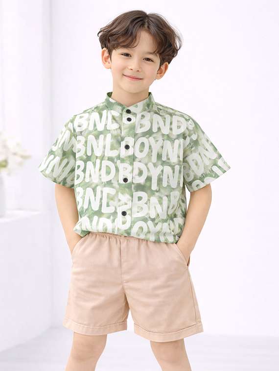 boys printed shirt and shorts set
