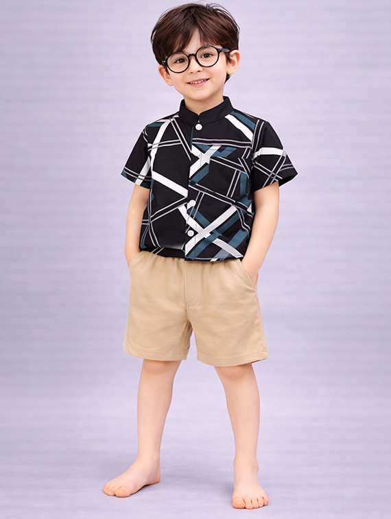 boys printed shirt and shorts set