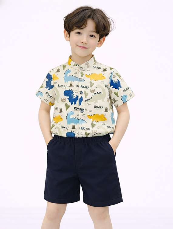 boys printed shirt and shorts set