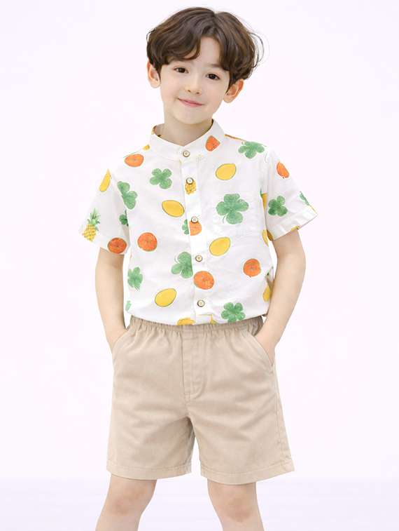 boys printed shirt and shorts set