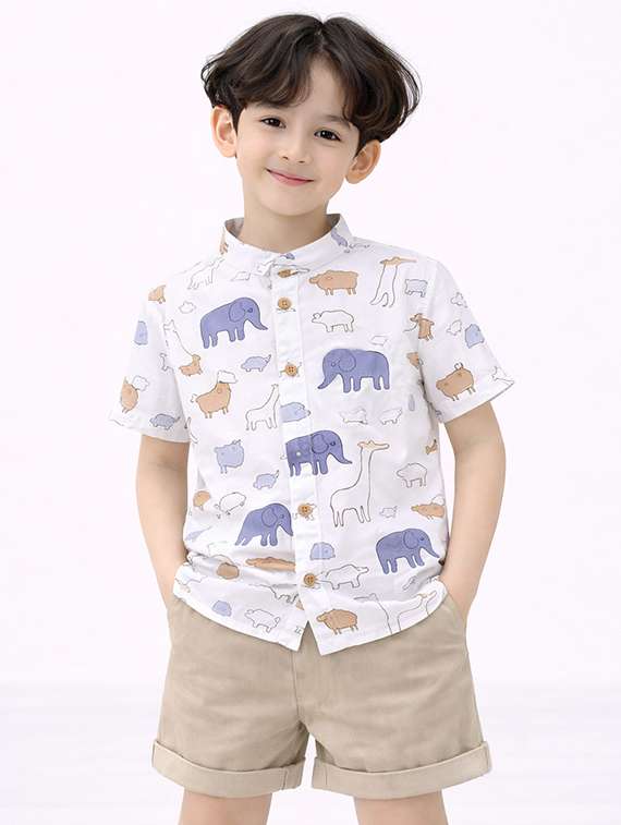 boys printed shirt and shorts set