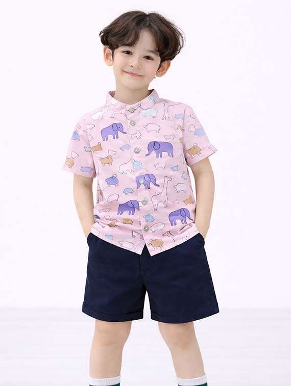 boys printed shirt and shorts set