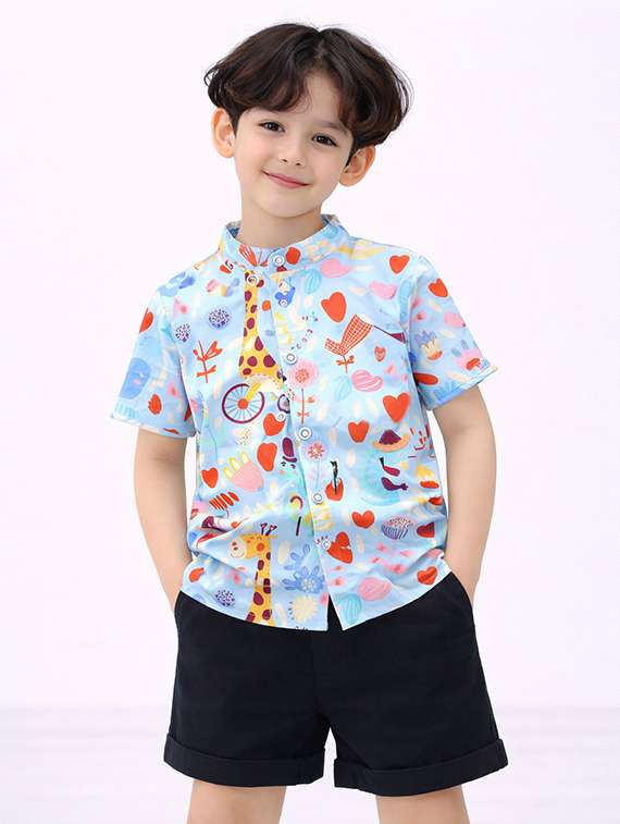 boys printed shirt and shorts set