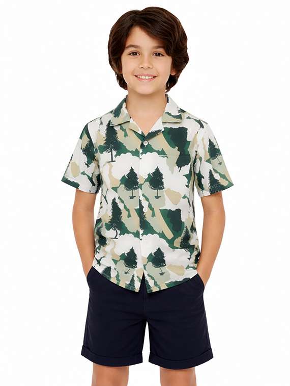 boys printed shirt and shorts set