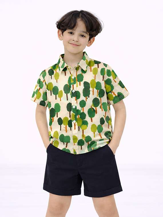 boys printed shirt and shorts set