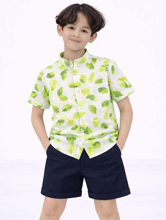 boys printed shirt and shorts set
