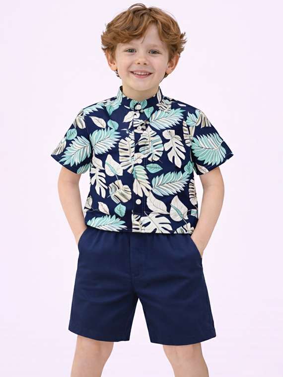 boys printed shirt and shorts set