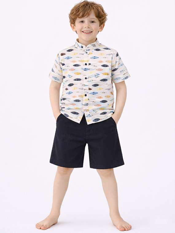 boys printed shirt and shorts set