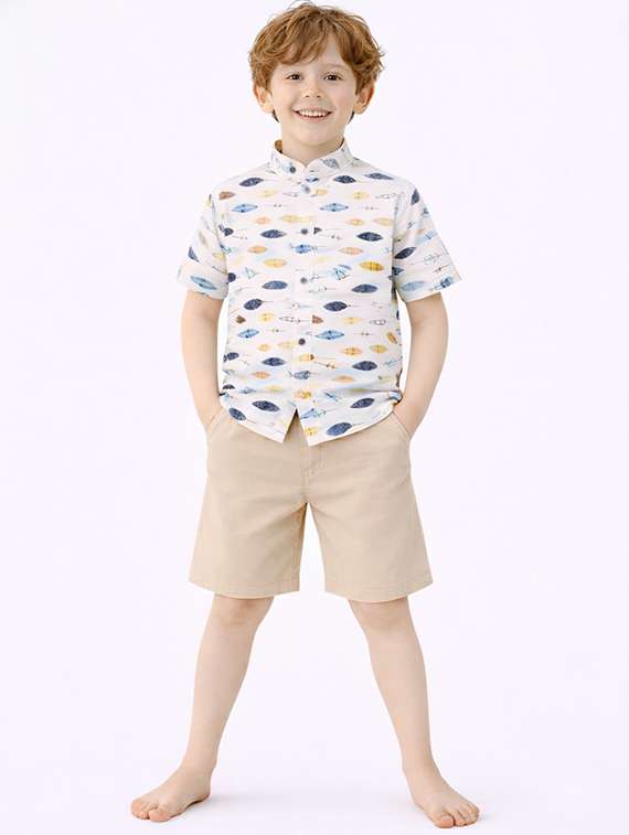 boys printed shirt and shorts set