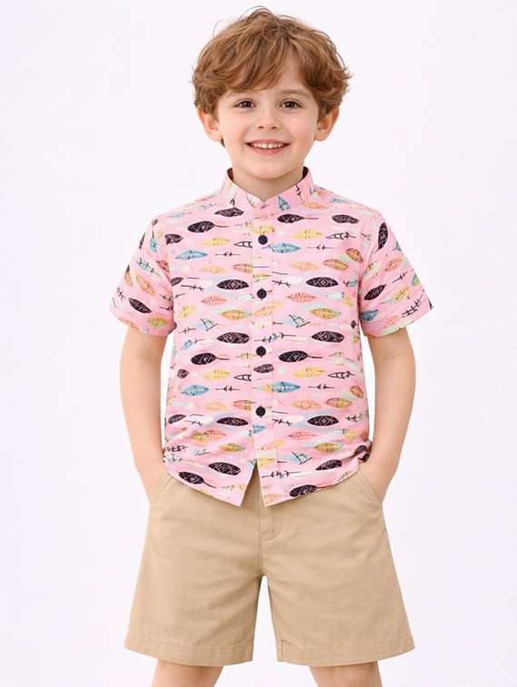 boys printed shirt and shorts set