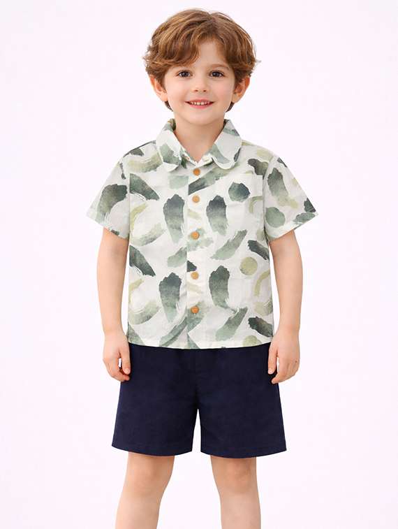 boys printed shirt and shorts set