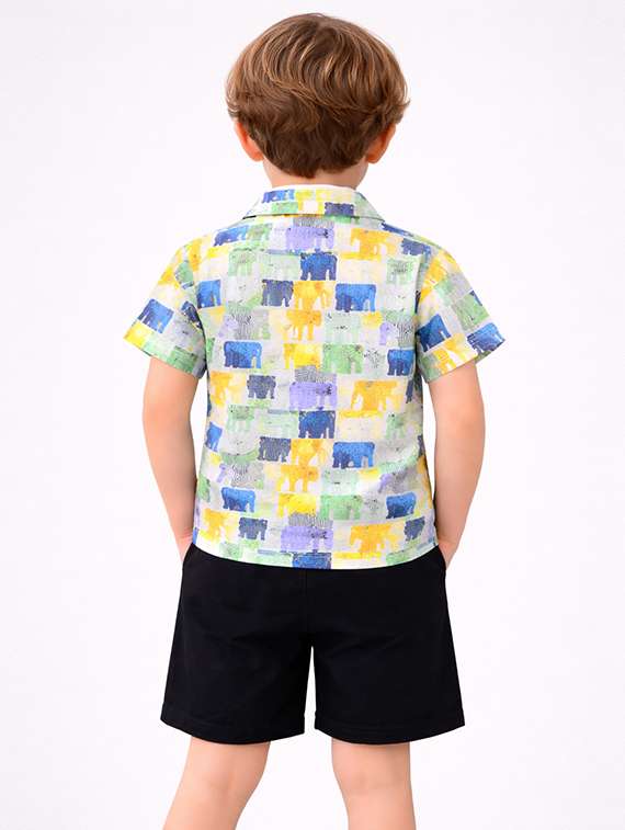 boys printed shirt and shorts set - 22346085 -  Standard Image - 3