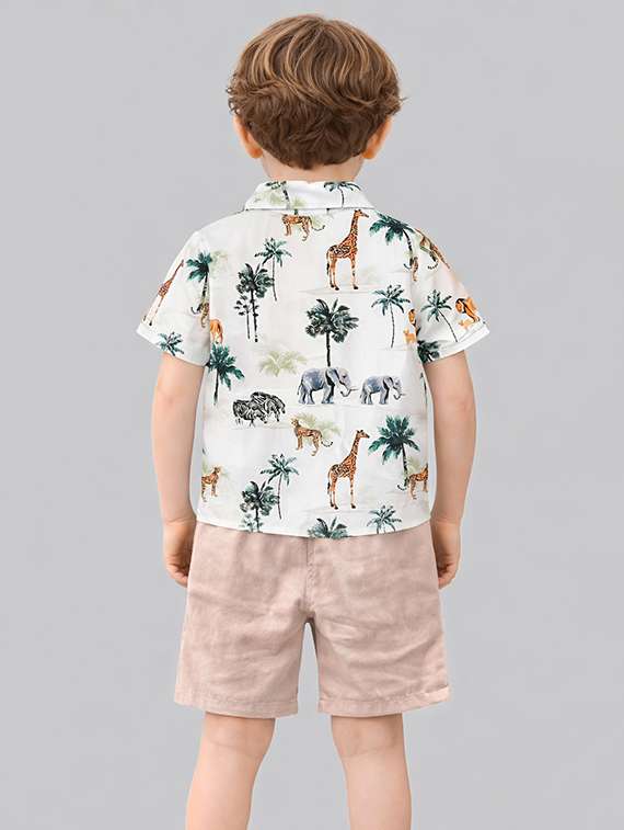 Boys Printed Shirt And Shorts Set - 22346091 -  Standard Image - 3