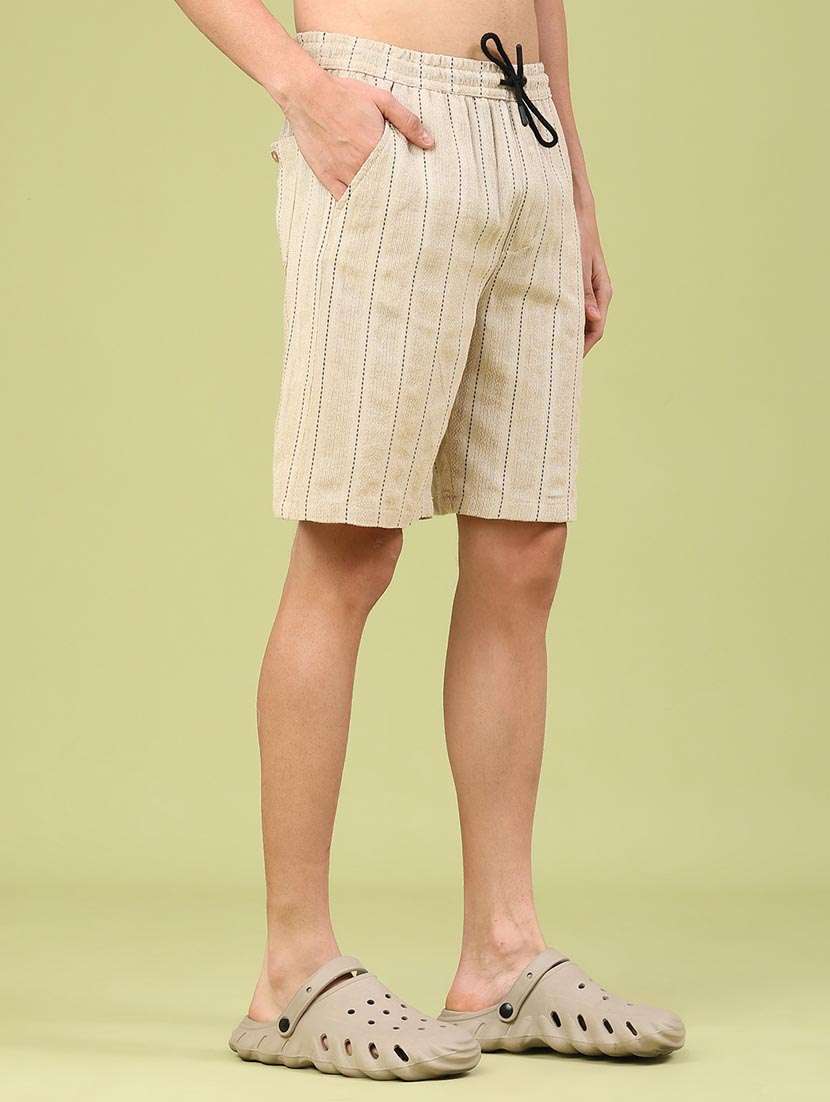 men striped mid rise regular fit bermuda shorts