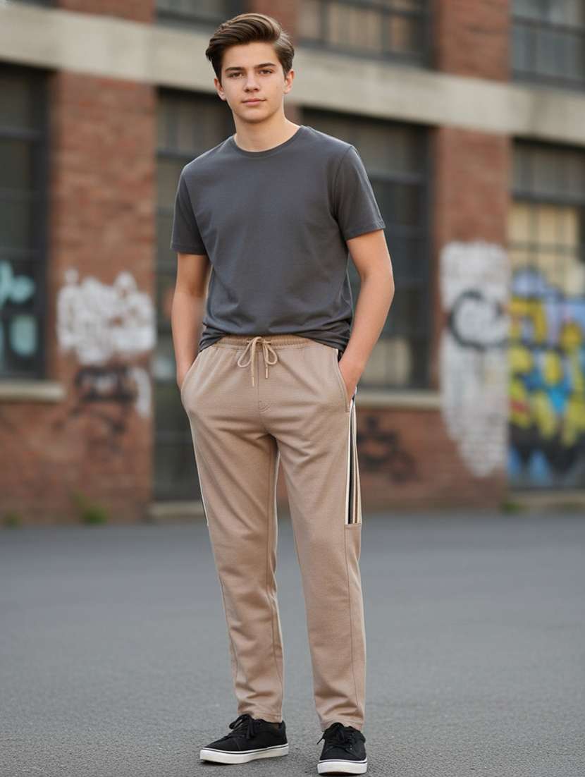 beige cotton blend palazzo trouser