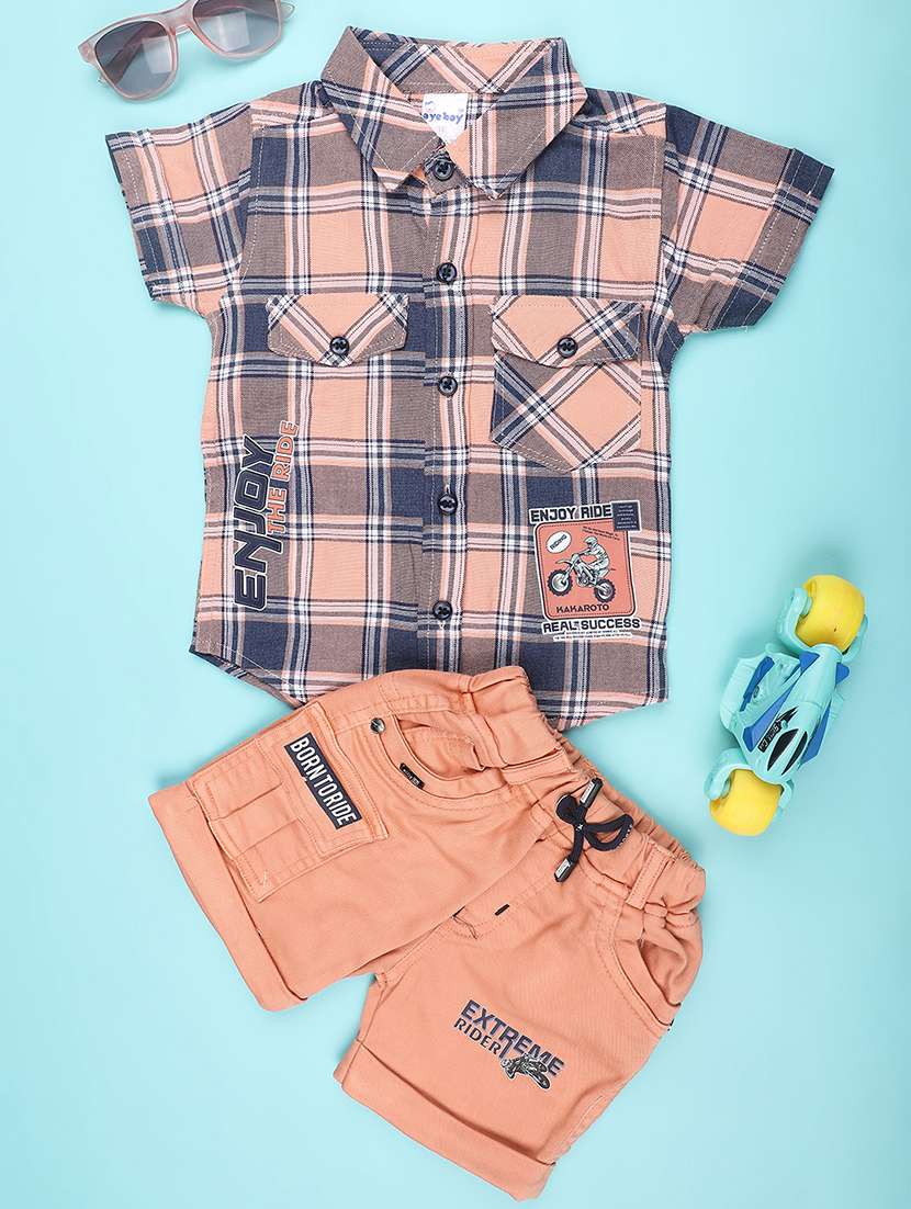 orange cotton combo infant twin set