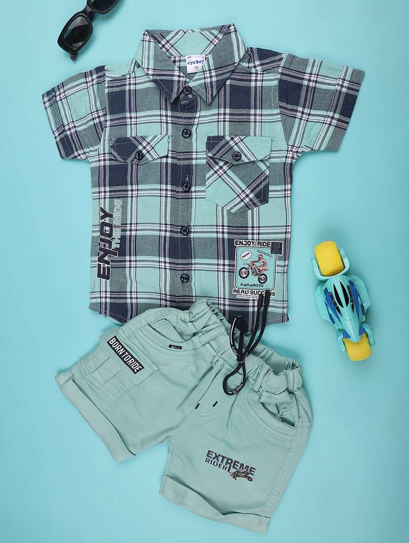 sea green cotton combo infant twin set